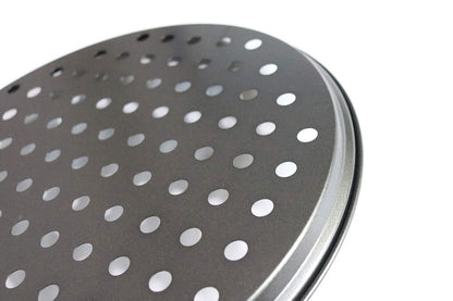 Pizza Pan Non Stick Crisper Tray Carbon Steel Round Oven Bakeware with Holes -24cm