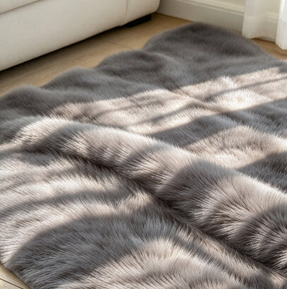 Soft Faux Rabbit Fur Rug for Bedroom Living Room and Bedside - Grey