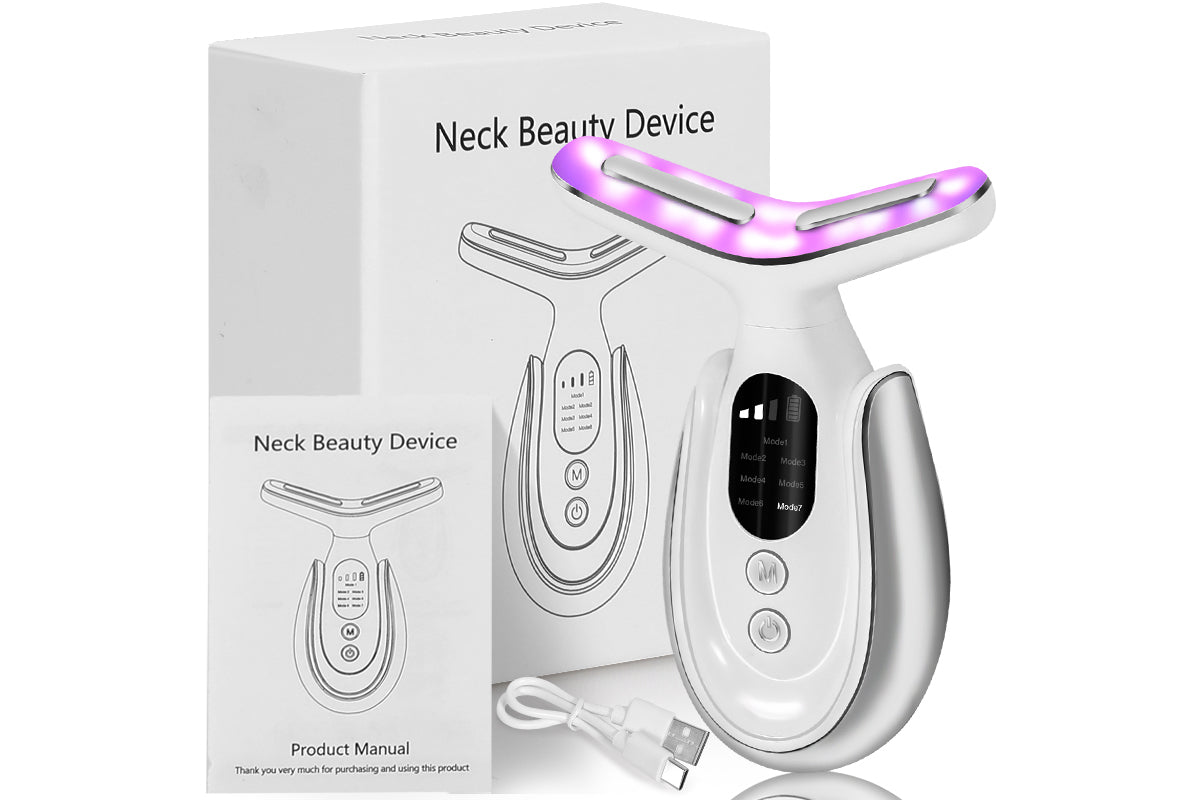 Neck Face Massager 7-in-1 Portable Facial Massager for Enhanced Face Neck and Shoulder Care with Vibrating and Warming Function