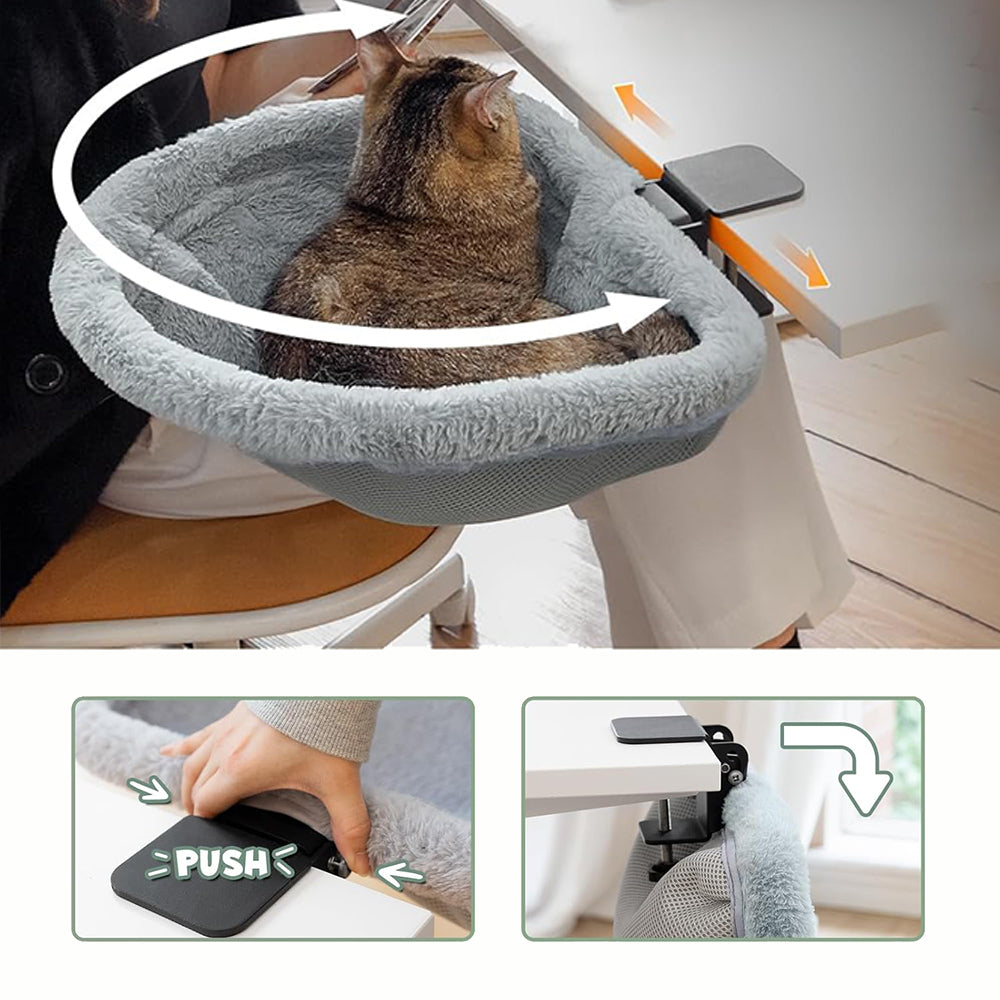 Cat Desk Bed Foldable Semi-Circular Cat Bed for Home Office Workspace