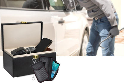 2Pcs Keyless Entry RFID Signal Blocking Cage with 2Pcs Key Pouches
