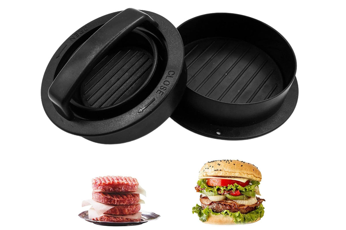 2Pcs Non Stick Stuffed Burger Press Hamburger Patty Molds Maker with 100 Wax Paper