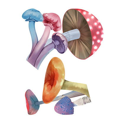 2Pcs Glow in The Dark Mushroom Wall Sticker Luminous Mushroom Light Switch Decals -Multi