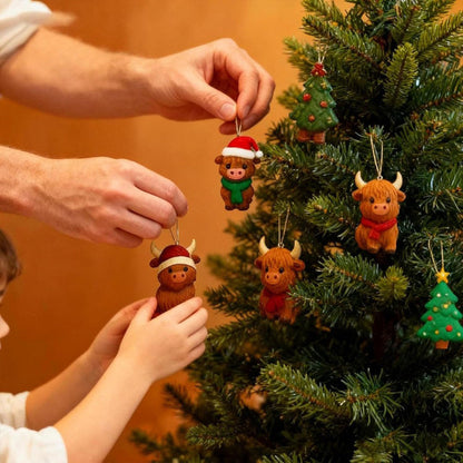 2D Highland Cow Advent Calendar 24-Day Christmas Countdown for Xmas Tree Style 1