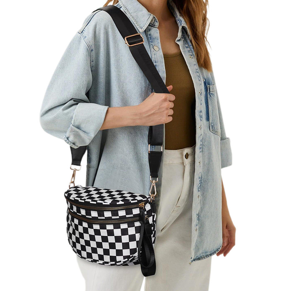Oxford Cloth Large Capacity Crossbody Bag ¨C Lightweight Shoulder Messenger Bag for Women Black & White