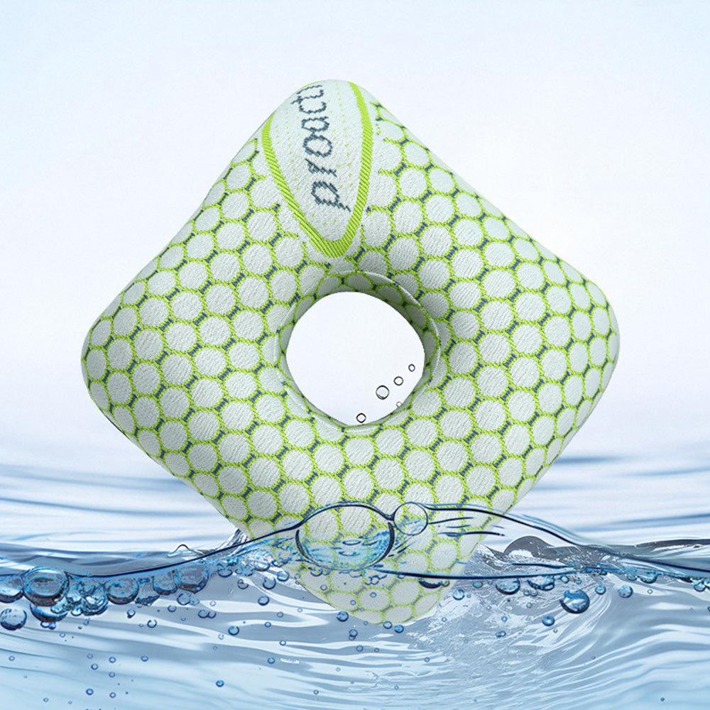 Square Ear Piercing Pillow for Side Sleepers with Central Ear Hole Green