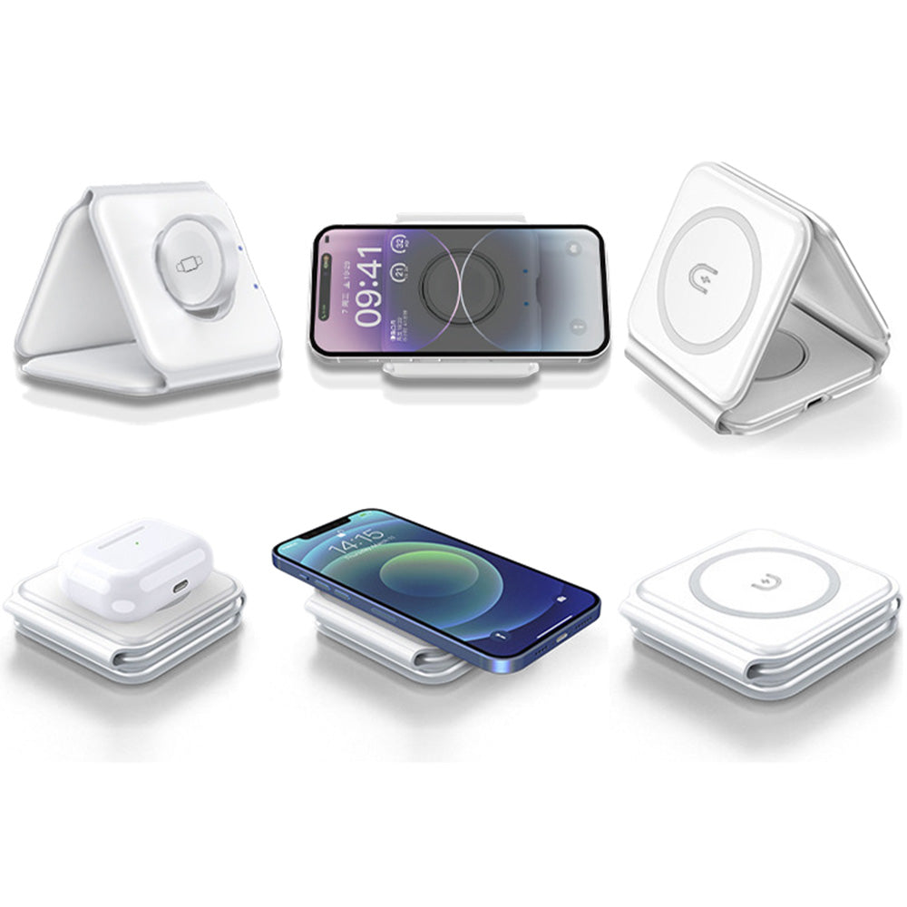 3-in-1 Foldable Magnetic Wireless Charging Base for iPhone Apple Watch & AirPods
