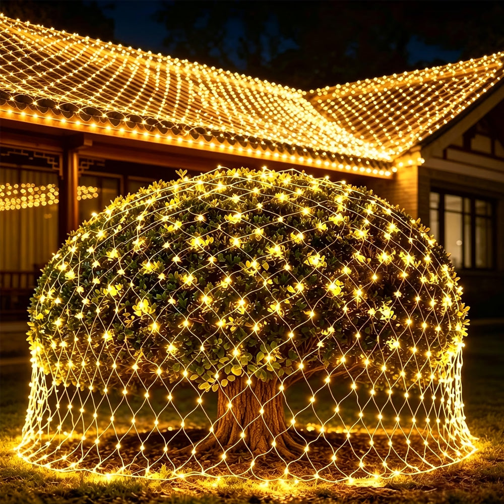 Solar Outdoor Mesh Lights Bush Lights 8 Modes Christmas Net Light - Warm White