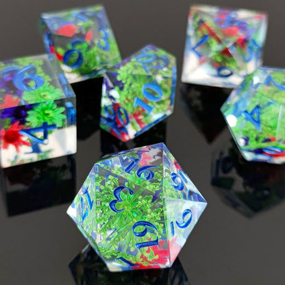 7Pcs Set DND Dice Resin Dice Table Games Accessories Style 1