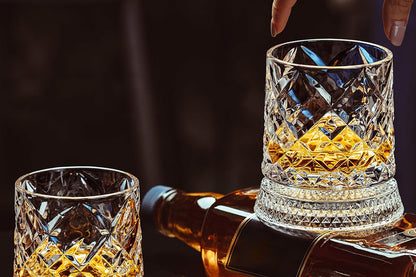 270ML Rotating Transparent Whiskey Glass - Gemstone Style