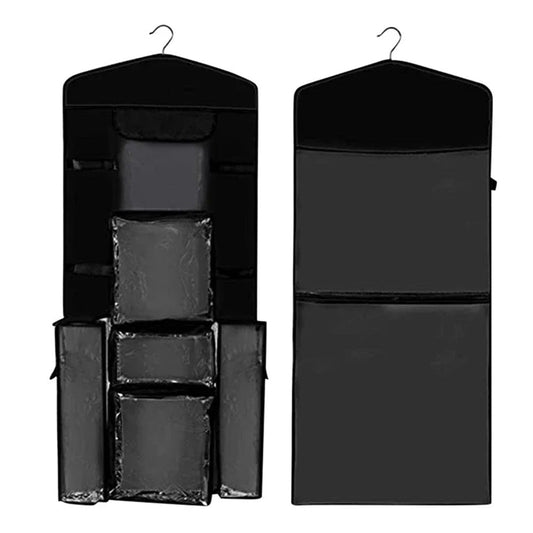 Hanging Wrapping Paper Storage Bag Double-Sided Gift Wrap Organizer Holder Black