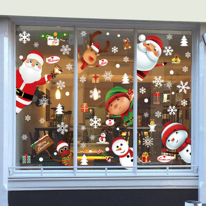 6Pcs Christmas Window Clings Stickers Decals with Santa Claus and Snowman