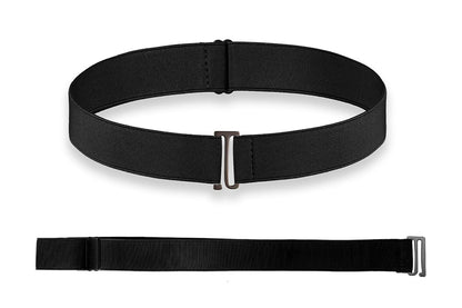 2Pcs Adjustable Stretch Belt Invisible Elastic Waistband for Pants Jeans -Black