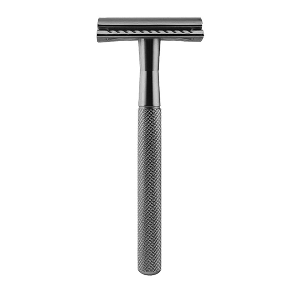 Matte Double Edge Safety Razor Manual with 10 Blades for Men Shaving Black