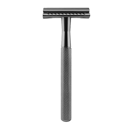 Matte Double Edge Safety Razor Manual with 10 Blades for Men Shaving Black