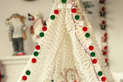 4PCS Christmas Pom Pom Garland Hanging Ball For Christmas Tree Party Decor