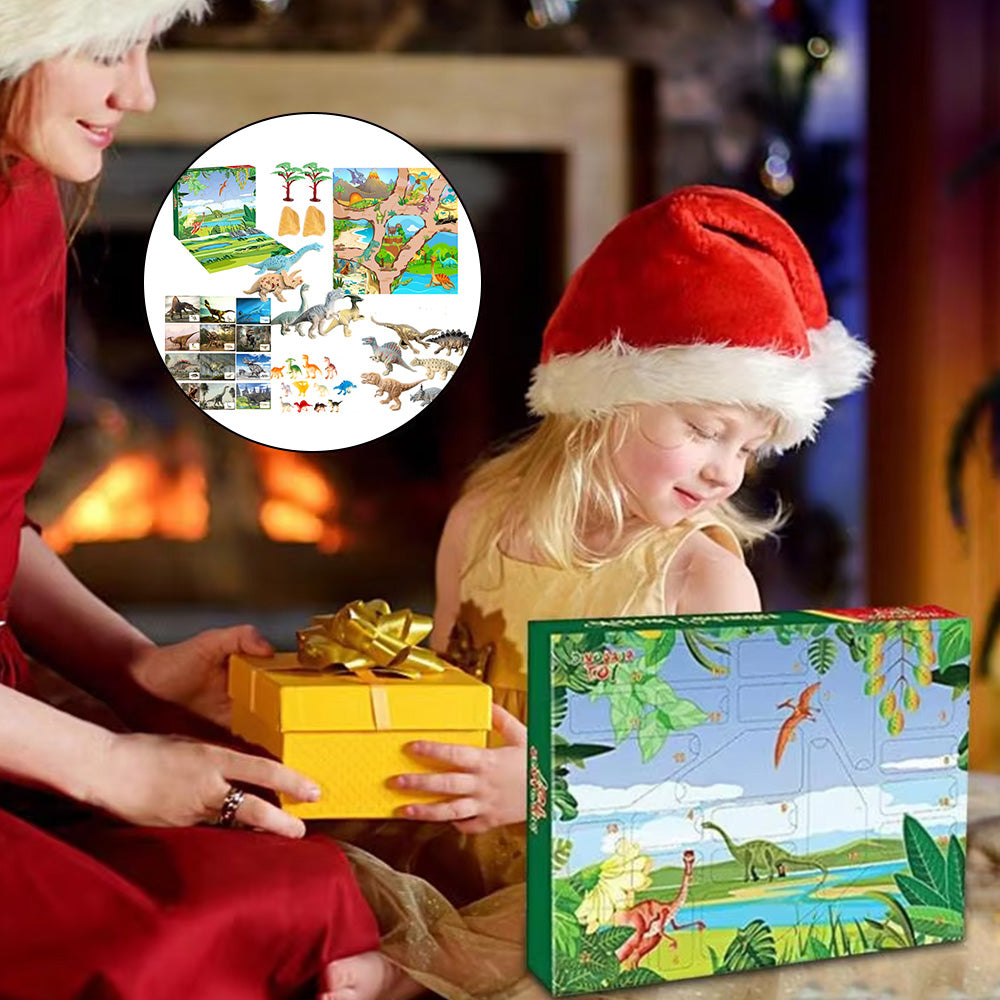 24 Days Dinosaur Advent Calendar Christmas Countdown Calendar with Colorful Dinosaur Toys