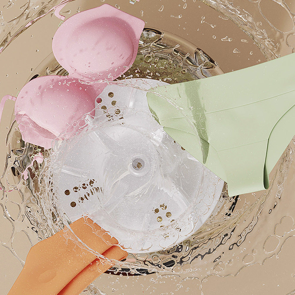 Portable Mini Washing Machine Rechargeable Small Clothes Washer for Travel Use-White