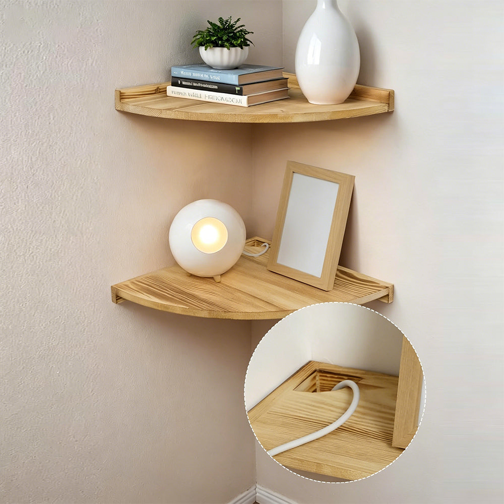 3-Tier Carbonized Wood Corner Shelf for Bathroom Living Room