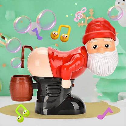Funny Santa Claus Bubble Machine with Light and Music Automatic Bubble Blower Machine for Christmas