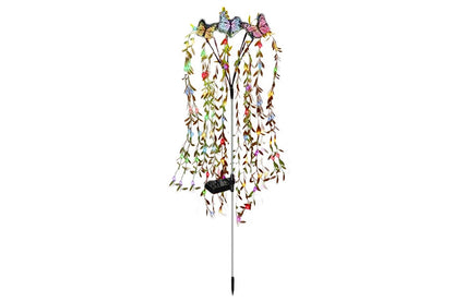 2Pcs Solar Garden Lights 25LEDs Solar Power Butterfly Flower Lights Waterproof Swaying Tree for Outside Yard Pathway Patio Lawn