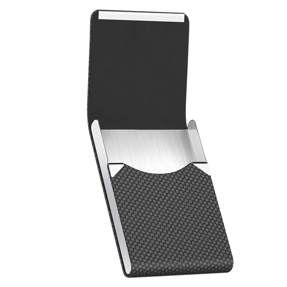 Business Card Holder Slim PU Leather Stainless Steel Name Card Case