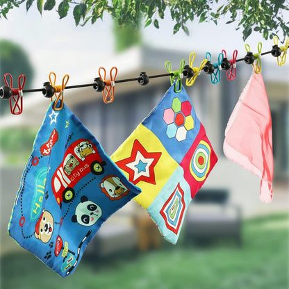 Retractable Clothesline with 12 Clothespins for Laundry Drying Camping Essentials