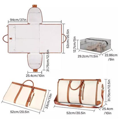 Foldable Duffel Bag Travel Garment Bag with Mini Pocket White
