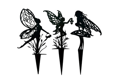 3Pcs Mixed Style Metal Fairy Stake Patio Garden Art Decoration