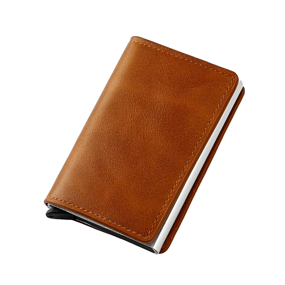 RFID Blocking Wallet PU Leather Credit Card Holder Money Cash Purse Light Brown