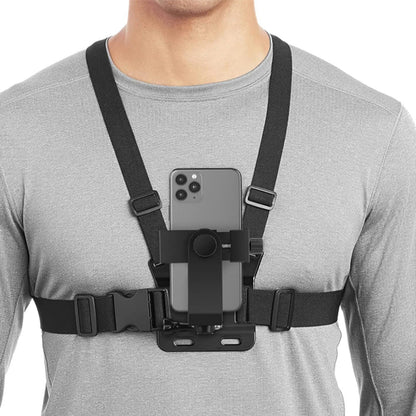 Mobile Phone Chest Mount Adjustable Harness Strap Holder with Rotating Phone Clip