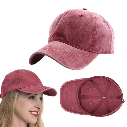 Casual Baseball Cap Adjustable Classic Sport Cap Solid Golf Dad Hat Wine Red