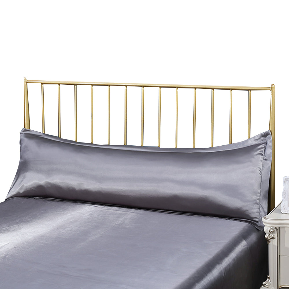 2Pcs Bedsure Satin Cooling And Silky Long Double Pillow Cover With Envelope Closure-Dilver Gray