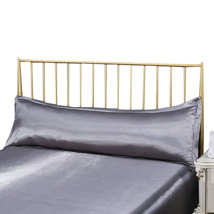 2Pcs Bedsure Satin Cooling And Silky Long Double Pillow Cover With Envelope Closure-Dilver Gray