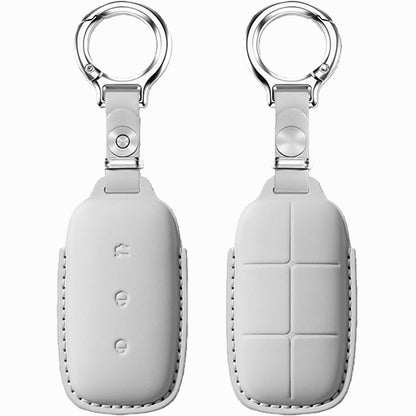 Leather Key Fob Cover Fit for Geely Galaxy E5 EX5 - Grey