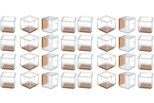 32Pcs Chair Leg Floor Protectors Silicone Soft Square Round Covers Felt Bottom Silicone Pads with Glide Pads-Square