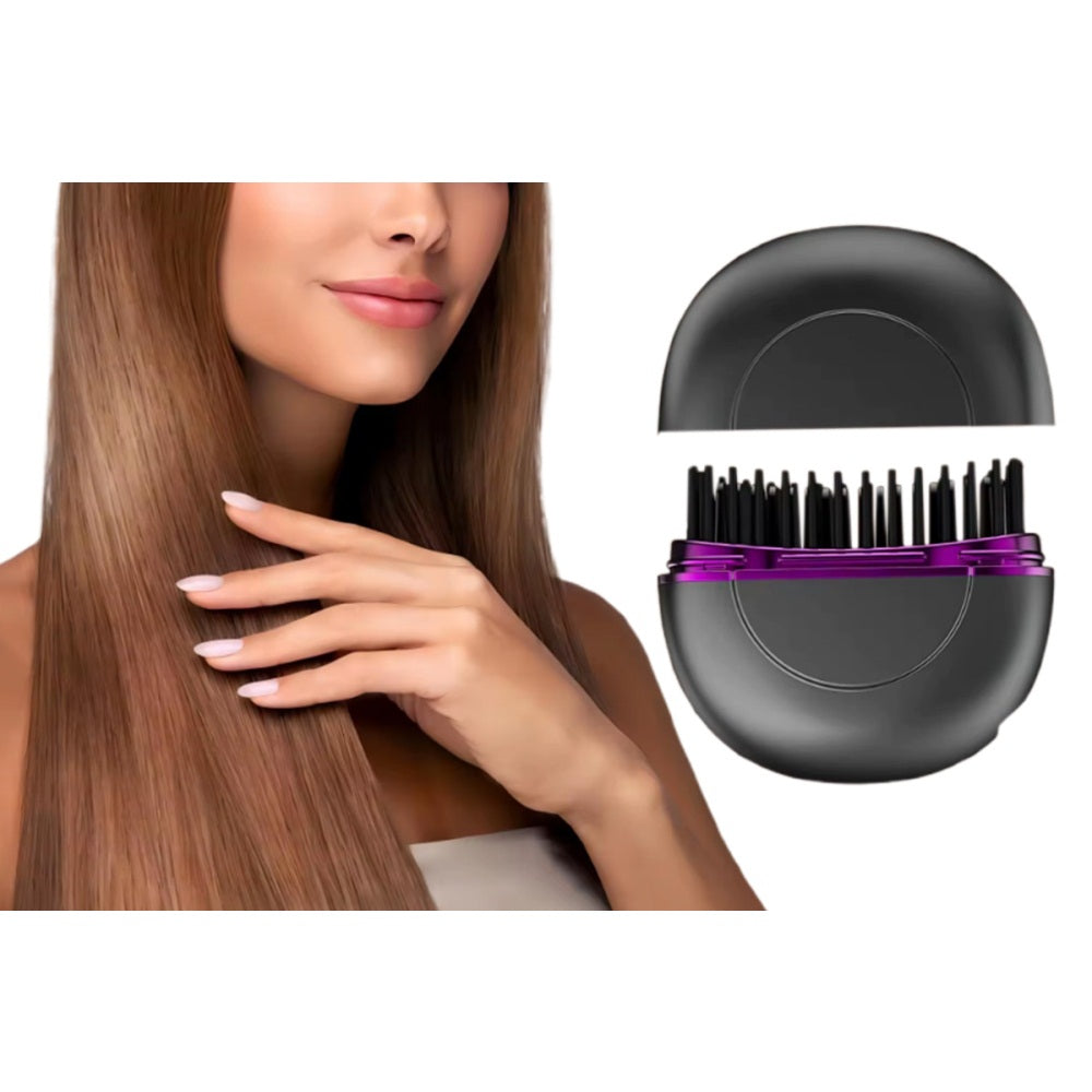 Portable Mini Rechargeable Hair Straightening Comb-Grey