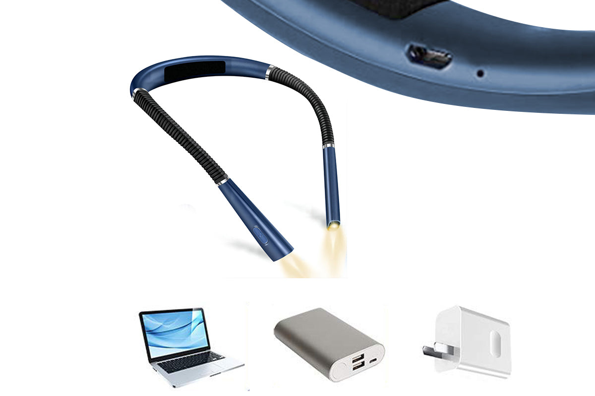 LED Neck Reading Light Book Light for Reading in Bed 3 Colors-Blue