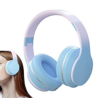Foldable Kids Wireless Headphones Over Ear Bluetooth Headset with Mic Function Blue