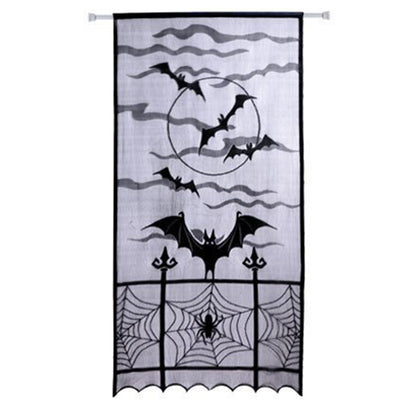 Large Halloween Door Curtain Bat Spider Web Door Cover