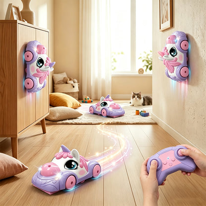 RC Wall Climbing Car Unicorn Toy Car with LED Lights for Ceiling Wall