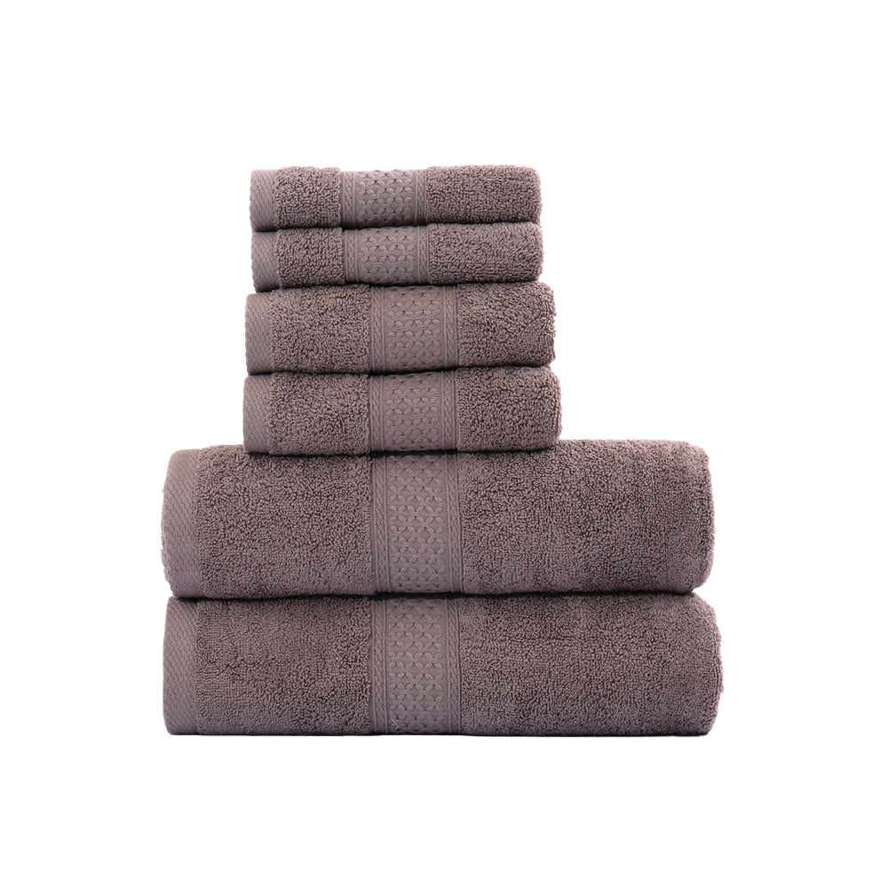 6 Piece Cotton Towel Set Bath Towels Hand Towels Washcloths for Bathroom Coffee