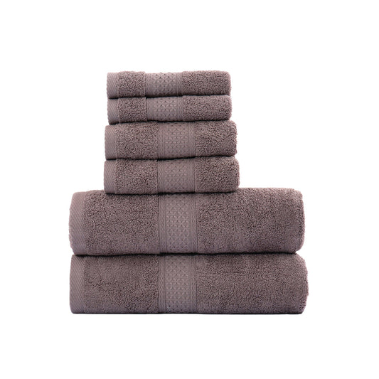 6 Piece Cotton Towel Set Bath Towels Hand Towels Washcloths for Bathroom Coffee