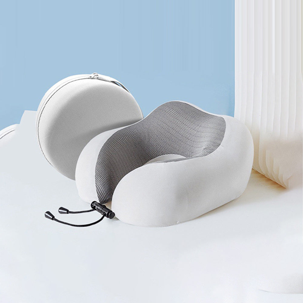 Travel Pillow Memory Foam Neck Support Pillow with Storage Case Gray