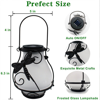 Waterproof LED Flame Lights Metal Solar Lantern Outdoor Hanging Lanterns -Dragonfly Flame Lamp