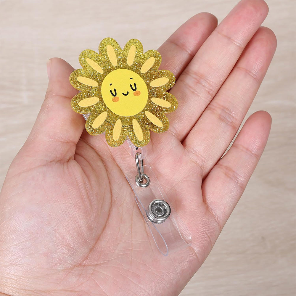 Retractable Badge Reel Cute Badge Clip - Sunflower