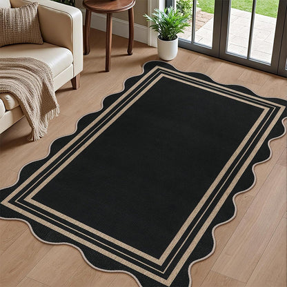 Vintage Low Pile Rug Non Slip Washable Mat for Living Room Bedroom-Style1