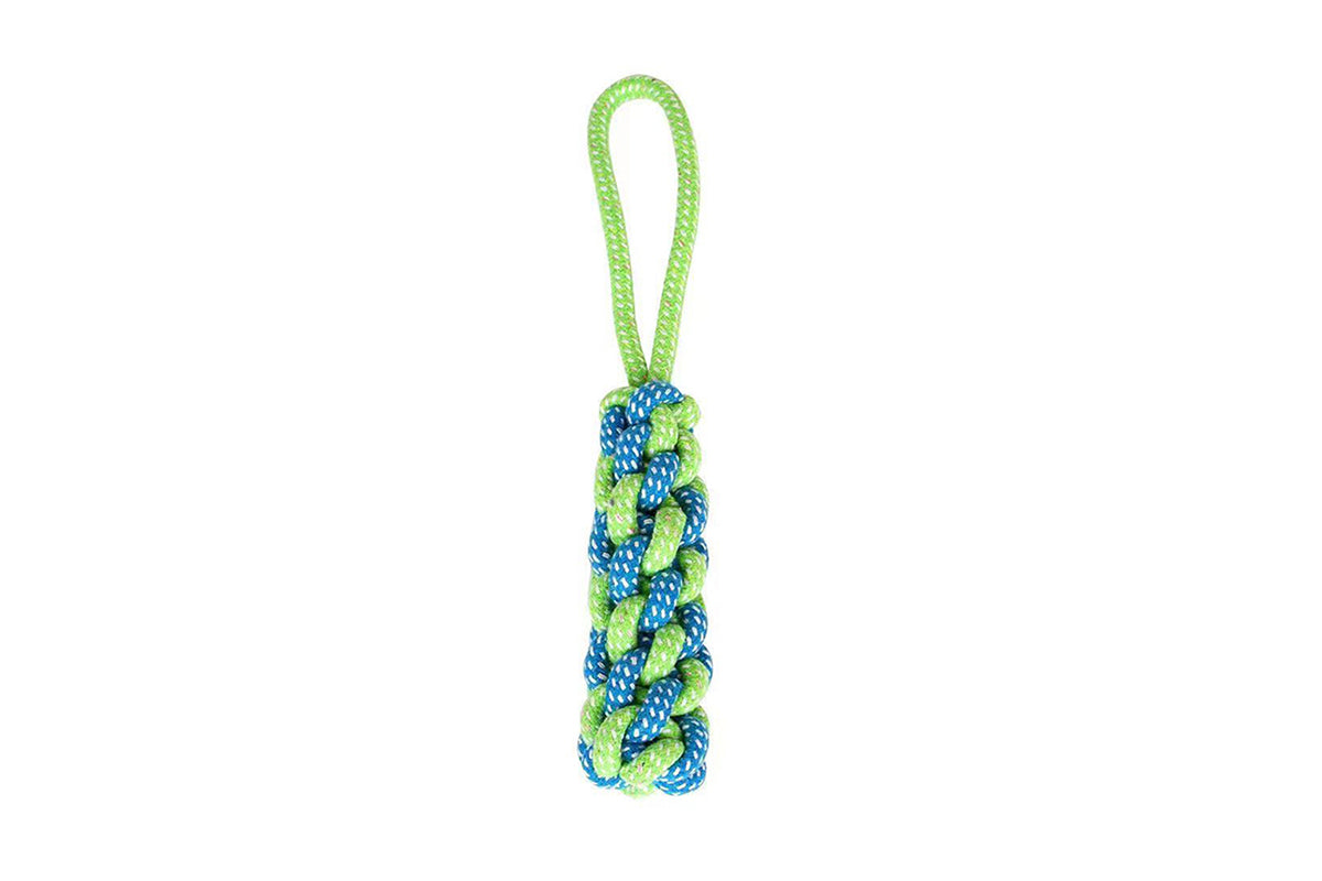 Interactive Dog Rope Toy with Elastic Bungee and Chew Ball for Indoor Outdoor Play-Green