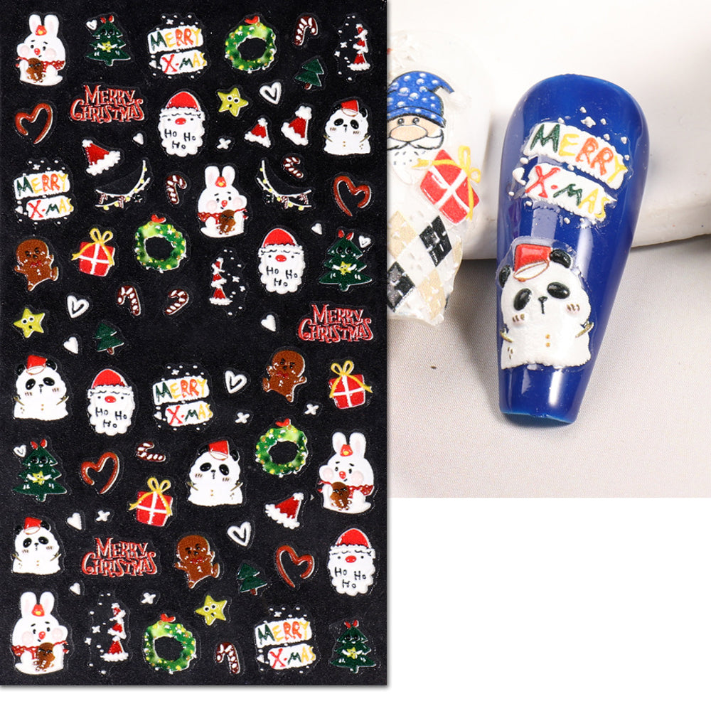 3 Sheet 5D Embossed Christmas Nail Art Sticker Set