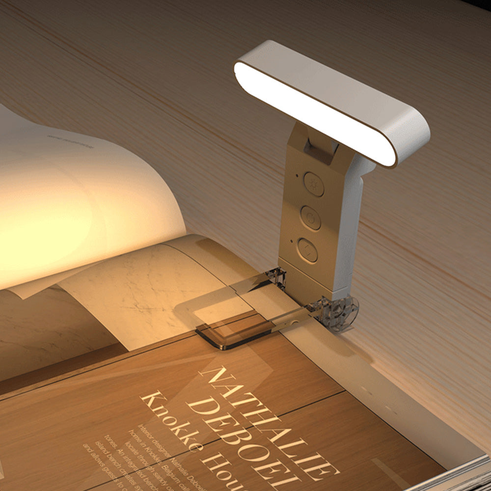 Rechargeable Clip-on Book Light 5 Color Temperatures 6 Brightness Dimmable Reading Light White